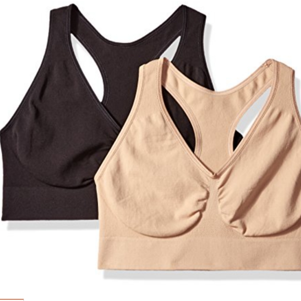 Hanes 2pk comfort wirefree Bralette bra small nude